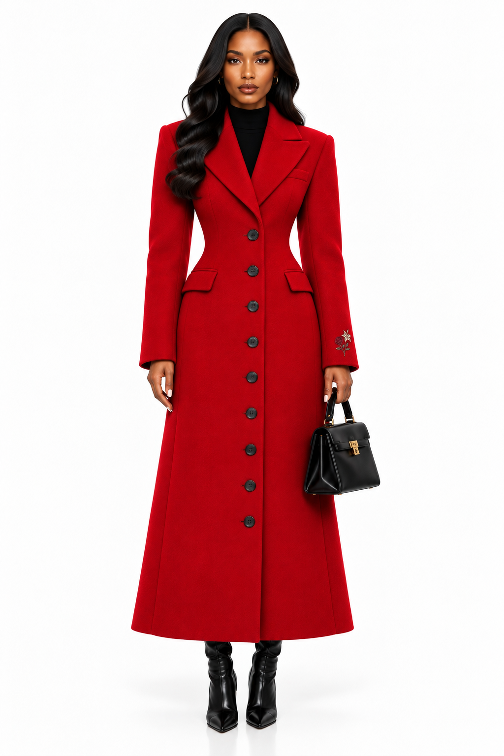 The Hayat Coat | Women’s Long Winter Wool Coat | Red