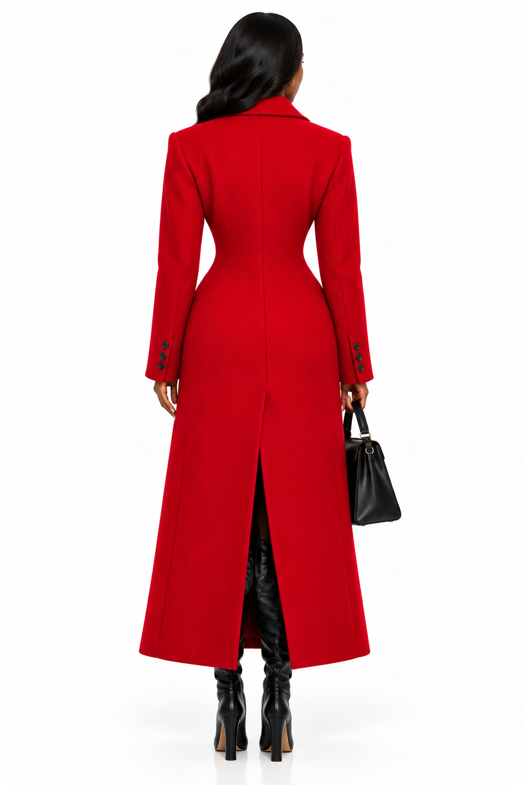 The Hayat Coat | Women’s Long Winter Wool Coat | Red